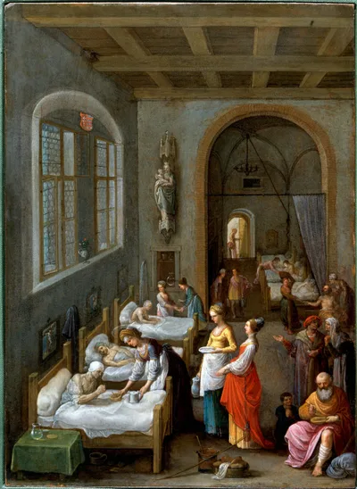 Saint Elizabeth of Hungary Bringing Food for the Inmates of a Hospital by Adam Elsheimer