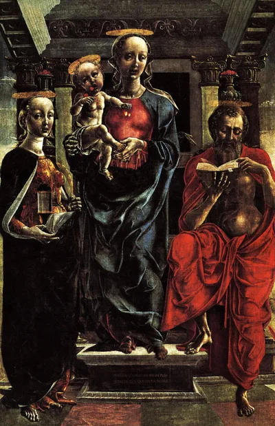 The Virgin and Child with Saints Jerome by Andrea Mantegna