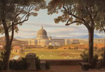 View from the Villa Doria Pamphili to Saint Peter’s Basilica in Rome by August Ahlborn