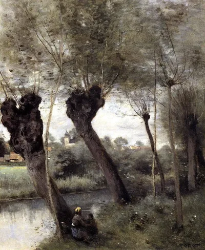 Saint Nicholas les Arras, Willows on the Banks of the Scarpe by Camille Corot