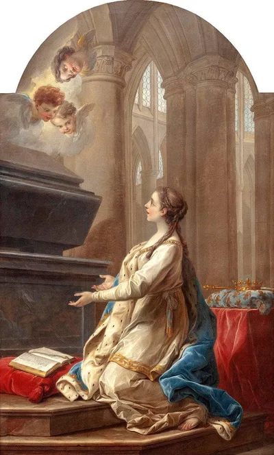 Saint Clotilde In Prayer At The Foot Of The Tomb Of Saint Martin by Charles-Andre van Loo (Carle van Loo)
