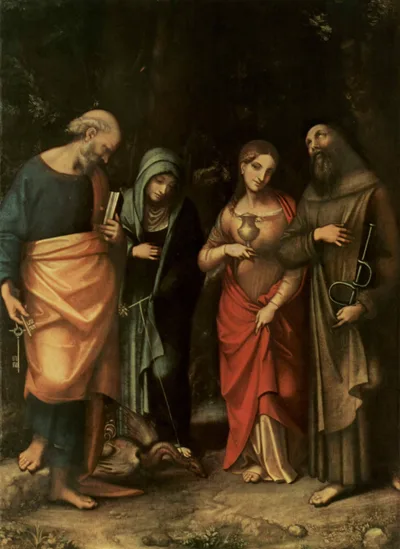 Four Saints (from left St. Peter, St. Martha, St. Mary Magdalene, St. Leonard) by Correggio