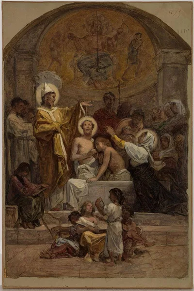 The Baptism of Saint Augustine (sketch for the Saint-Augustin church) by Diogène Maillart