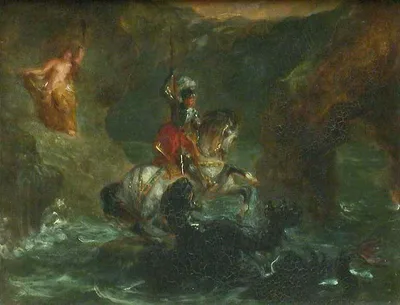 Saint George Fighting the Dragon, Perseus Delivering Andromeda by Eugene Delacroix