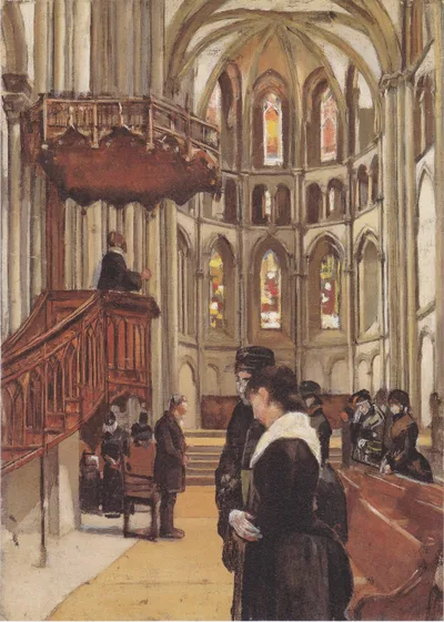 Prayer in the Saint Pierre Cathedral in Geneva by Ferdinand Hodler