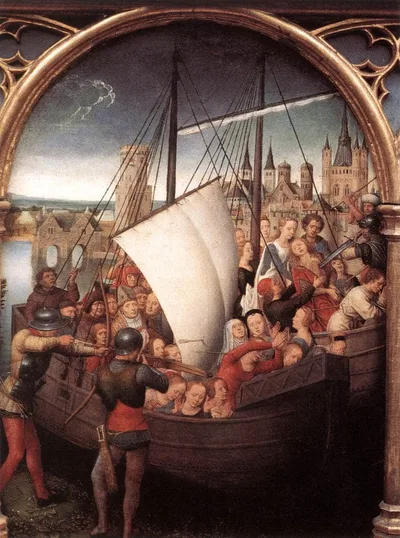 The Martyrdom of Saint Ursula and her companions at Cologne, from The Reliquary of St. Ursula by Hans Memling