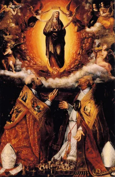 Assumption of the Virgin with Saints Peter Chrysologus, and Cassian by Lavinia Fontana