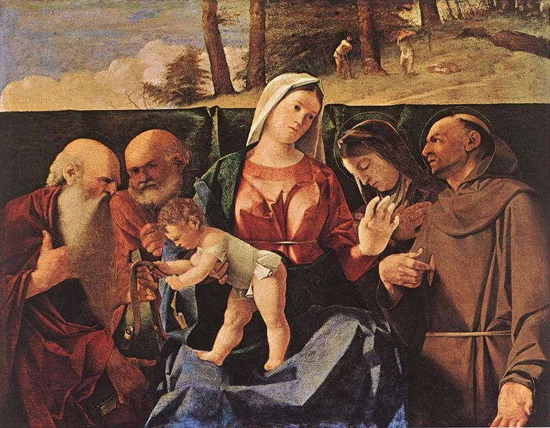 Virgin and Child with Saints Jerome, Peter, Clare and Francis by Lorenzo Lotto, 1505