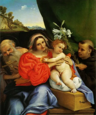 Virgin and Child with Saints Jerome and Nicholas of Tolentino by Lorenzo Lotto