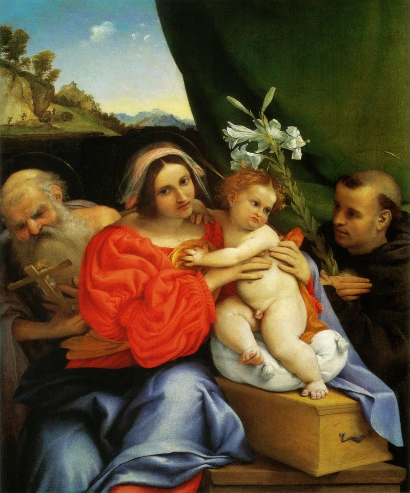 Virgin and Child with Saints Jerome and Nicholas of Tolentino by Lorenzo Lotto, 1524