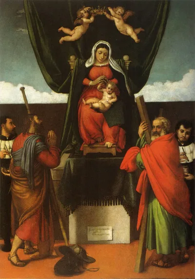 Madonna and Child Enthroned with Four Saints by Lorenzo Lotto