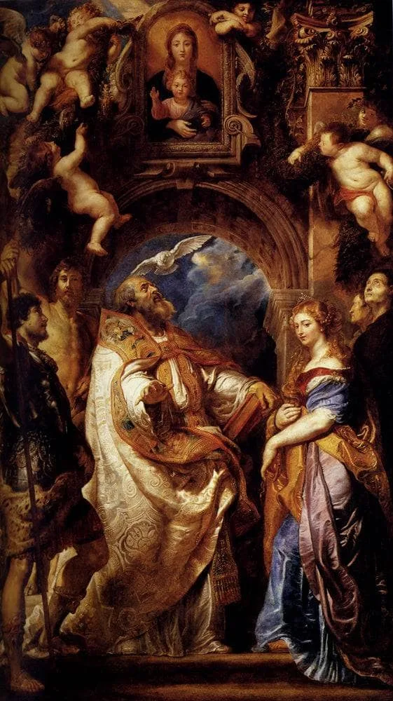 Saint Gregory with Saints Domitilla, Maurus, and Papianus by Peter Paul Rubens, 1606