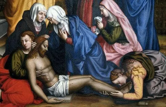 Lamentation with Saints (detail) by Plautilla Nelli, 1569