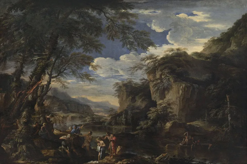 Saint John the Baptist Baptizing Christ in the Jordan by Salvator Rosa