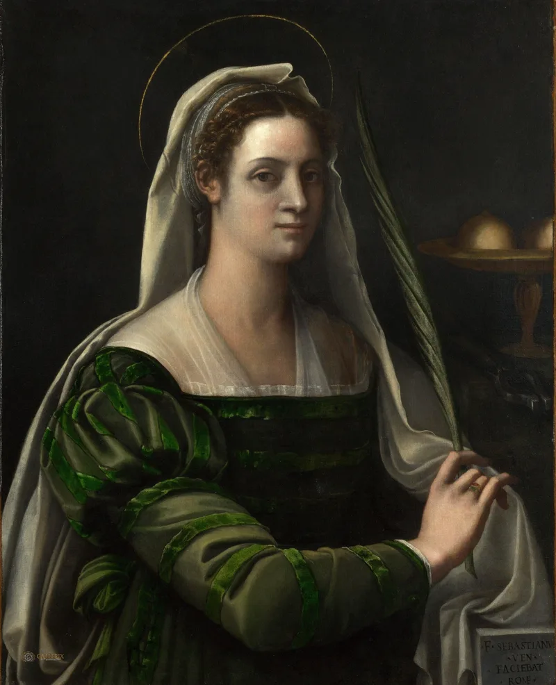 Portrait of a Lady with the Attributes of Saint Agatha by Sebastiano del Piombo, 1535