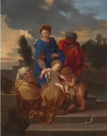 The Holy Family with Saint Elizabeth and the infant Saint John the Baptist by Sebastien Bourdon