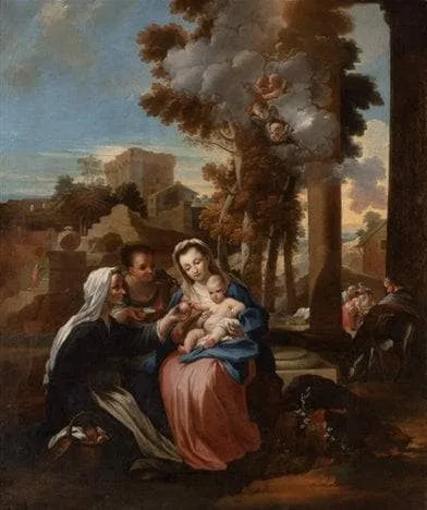 Madonna and Child with Saint Anne by Sebastien Bourdon